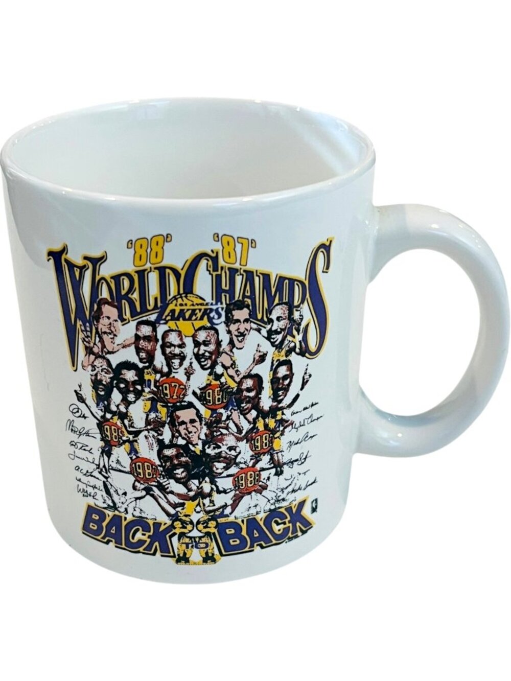 Los Angeles Lakers 87/88 World Champs Coffee Mug Back To Back - Magic & Kareem